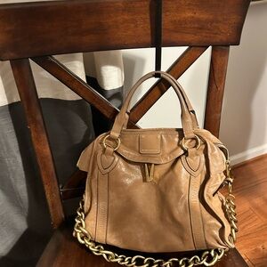 MARC JACOBS Tan Leather Handbag with Gold Chain